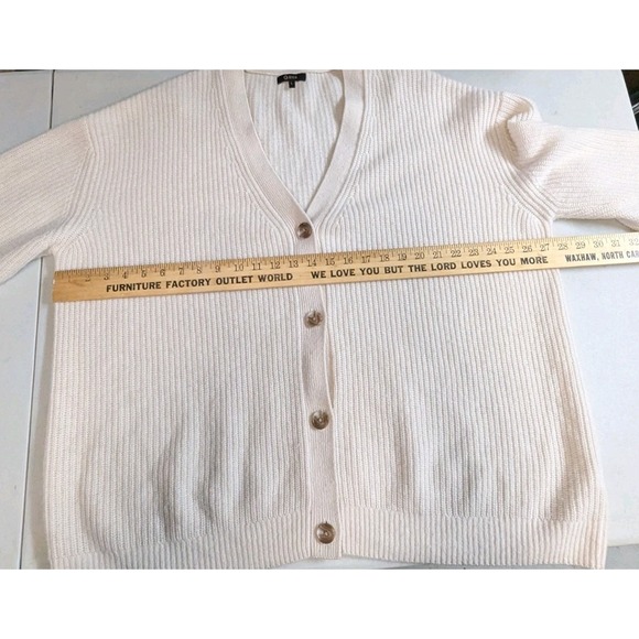 Quince Cream Button-Front Ribbed Cardigan - Picture 6 of 13